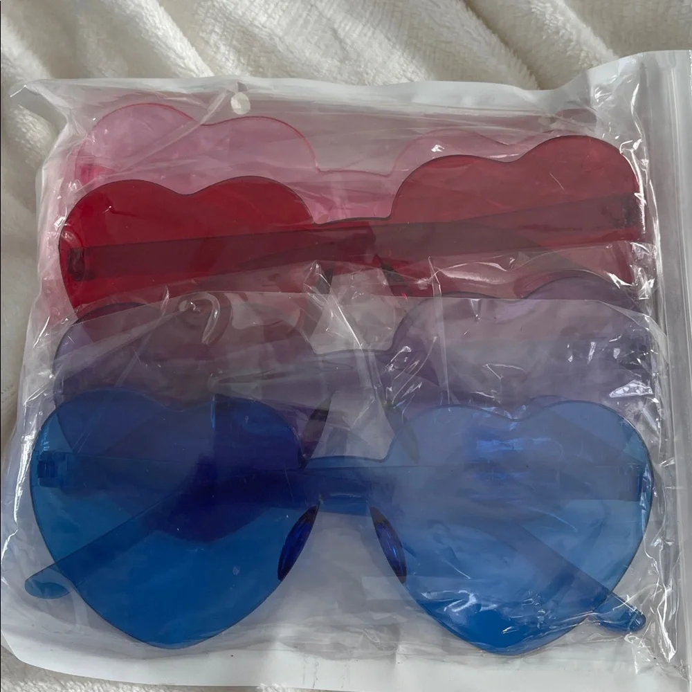 Heart-Shaped Sunglasses Set of 8  - Red, Blue, Purple, Pink nwt